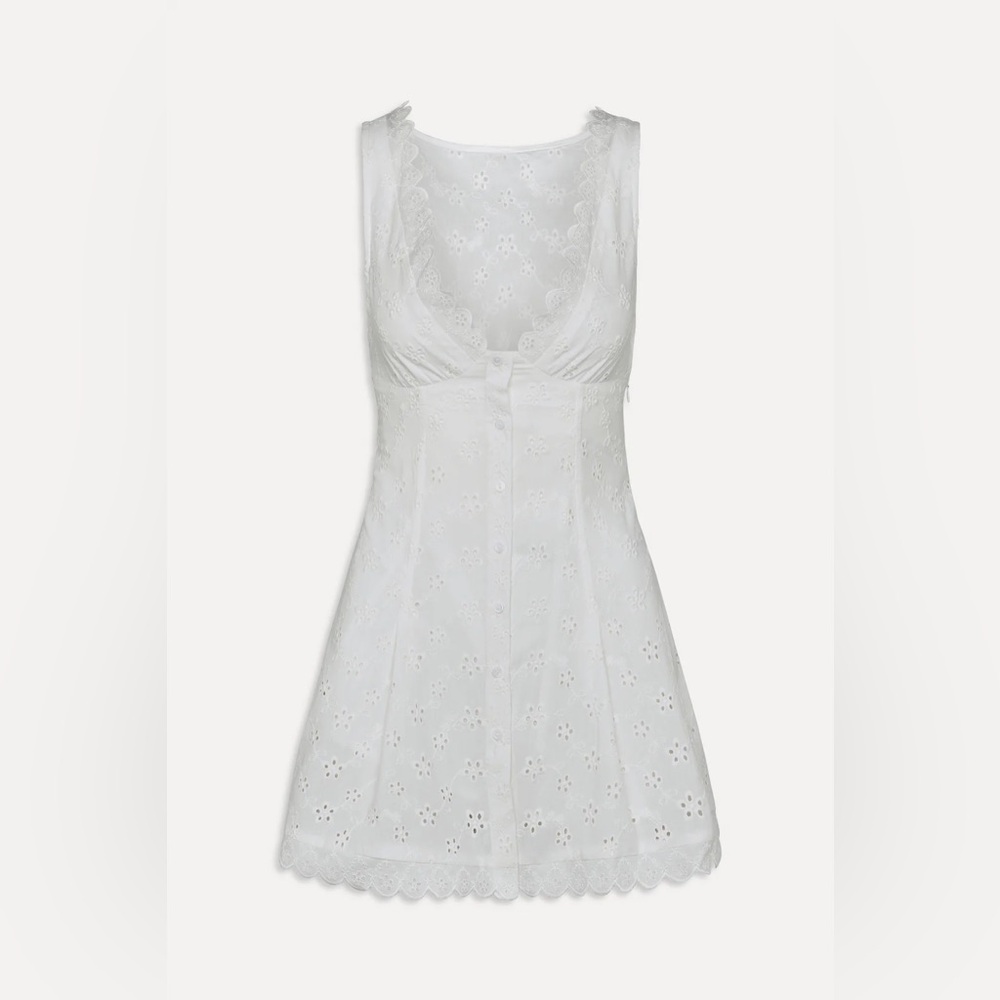 NWT Frankie’s Bikinis x BELLA HADID Farm Eyelet Mini Dress - Picture 4 of 13